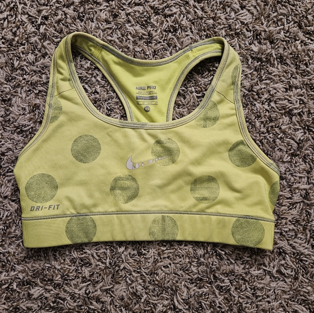 Nike Lime Green Polka Dot Sports Bra (size XS)